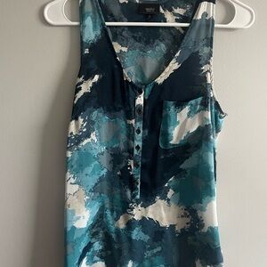 Women's Blue and White Sleeveless Top